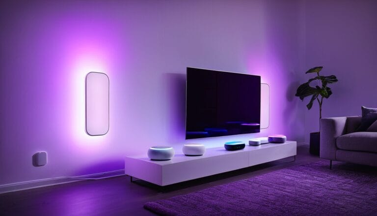 Futuristisches vernetztes Smart Home Ökosystem mit Matter und Thread Protokoll