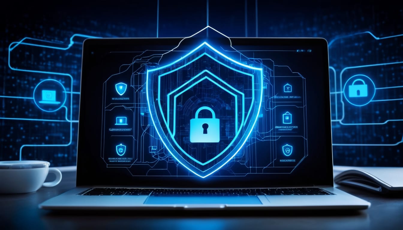 Smart Home Cybersicherheit – digitaler Schutzschild über vernetztem Haus