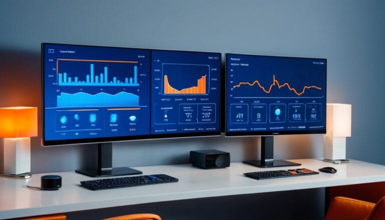 Zwei Smart Home Dashboard Interfaces im Vergleich auf einem Monitor